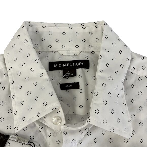 New Mens Michael Kors Long Sleeve Button Up Shirt Size Small Slim Fit NWT - Picture 2 of 8